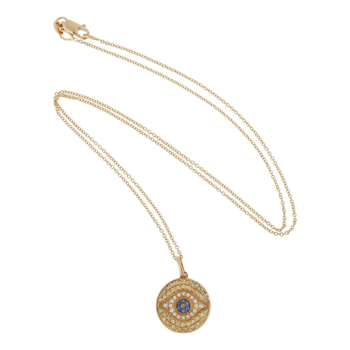 18K Yellow Gold Little Dawn Pendant with Yellow and Blue Sapphire and White and Champagne Diamonds