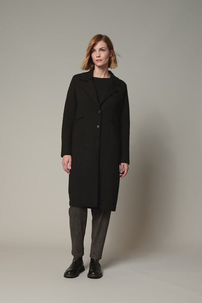 Regular fit lapel collar coat in boiled wool