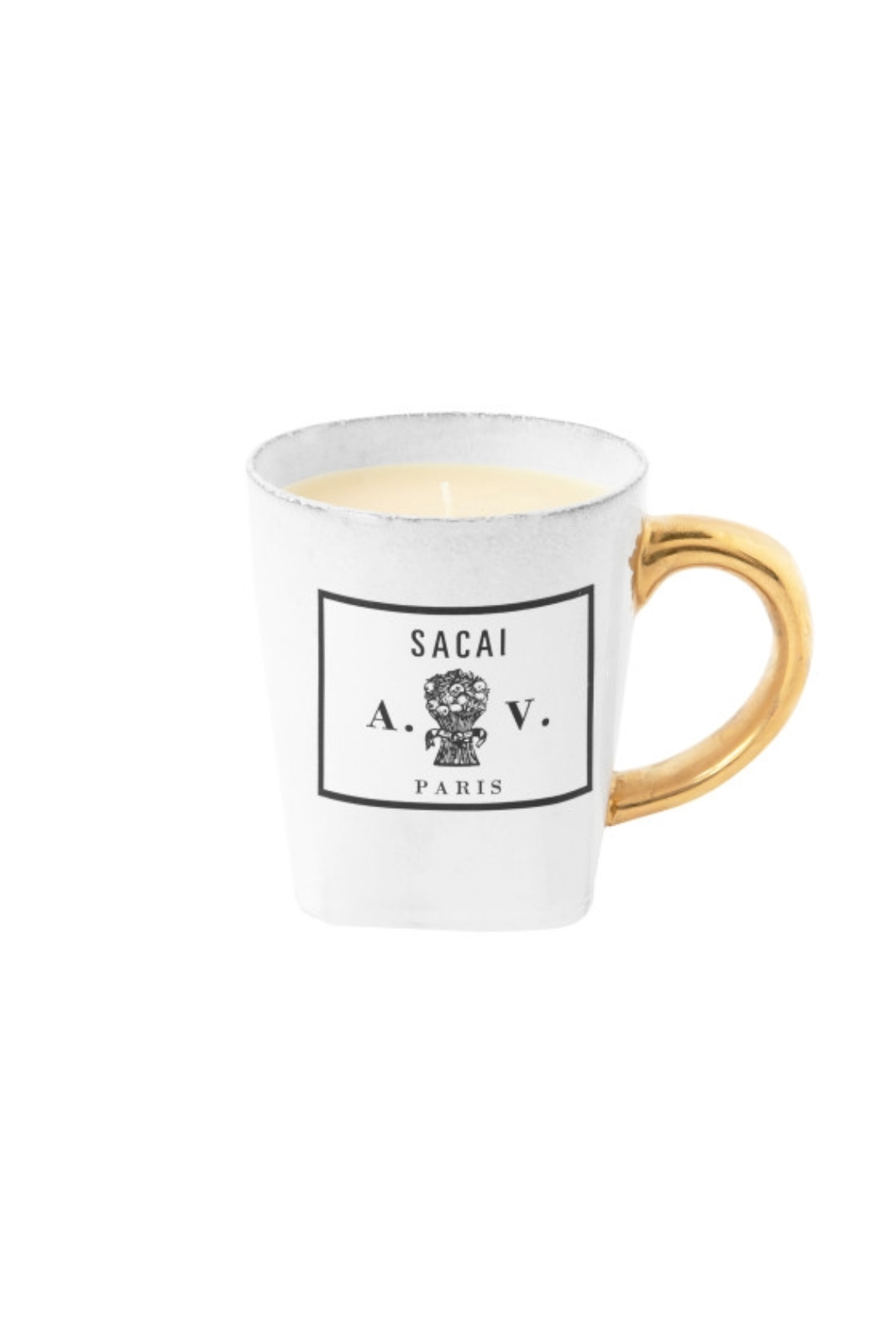 Sacai Scented Candle in Ceramic Pot with Golden Handle