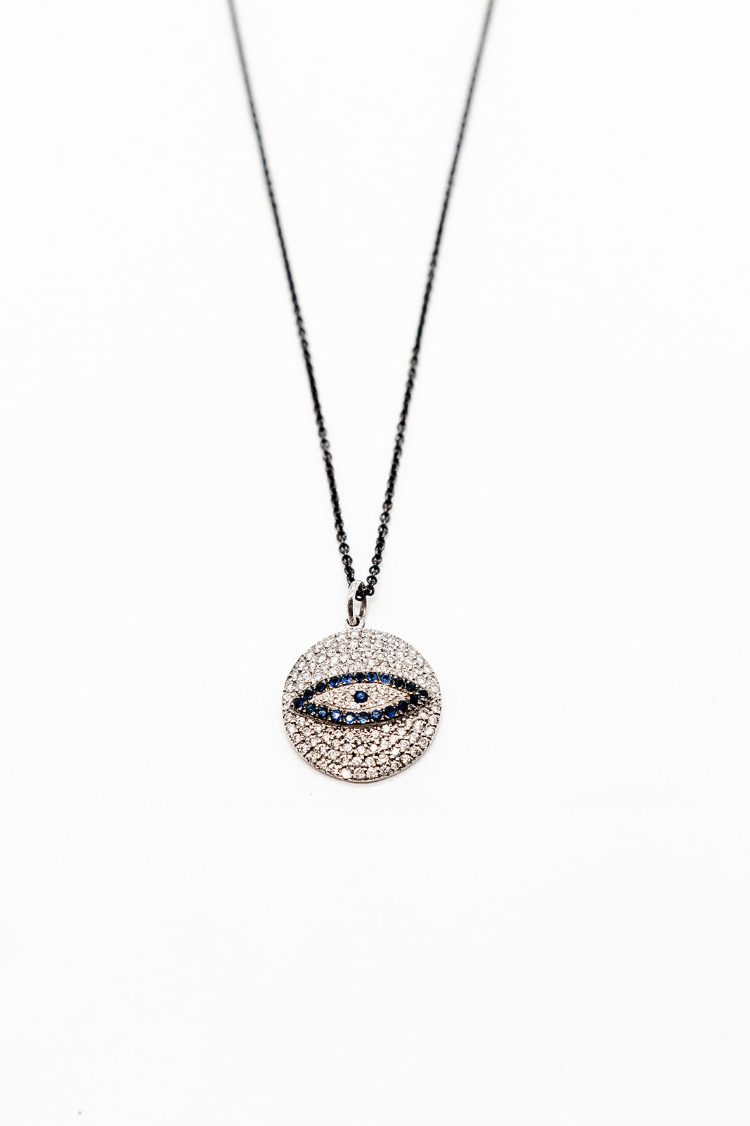 18K White Gold Friendly Eye Pendant with Diamonds